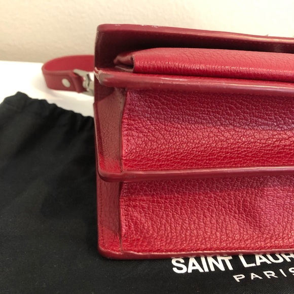 🇫🇷 Saint Laurent Sunset red leather satchel bag - Picture 14 of 15